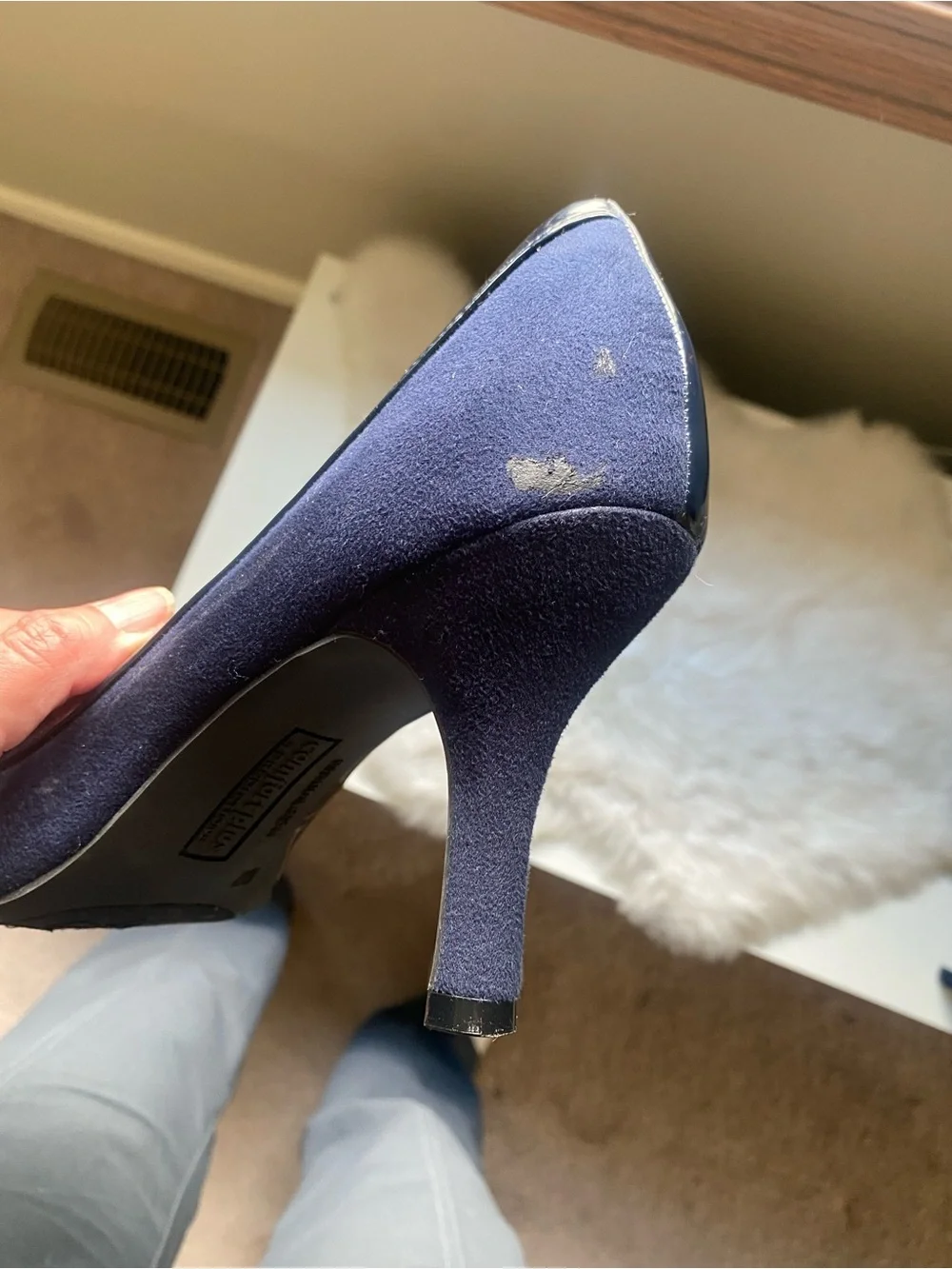 comfort plus by Predictions Navy Pointed-Toe Patent & Suede Pumps